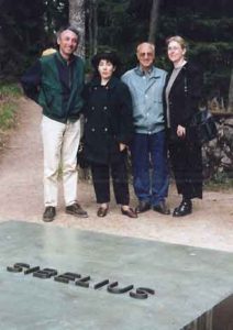 Composer Charles Camilleri, flutist Laura Falzon and friends visiting Sibelius' grave