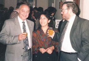 Composer Charles Camilleri with flutist Laura Falzon and musicologist Ates Orga